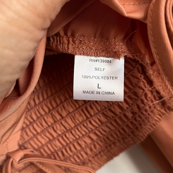 PEACH NWOT Balloon Sleeve Apricot Color Blouse Cropped, Size L - Picture 8 of 9